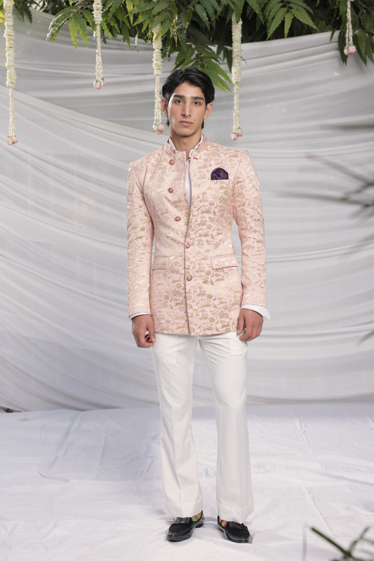 Dhawal Blush Pink Bandhgala