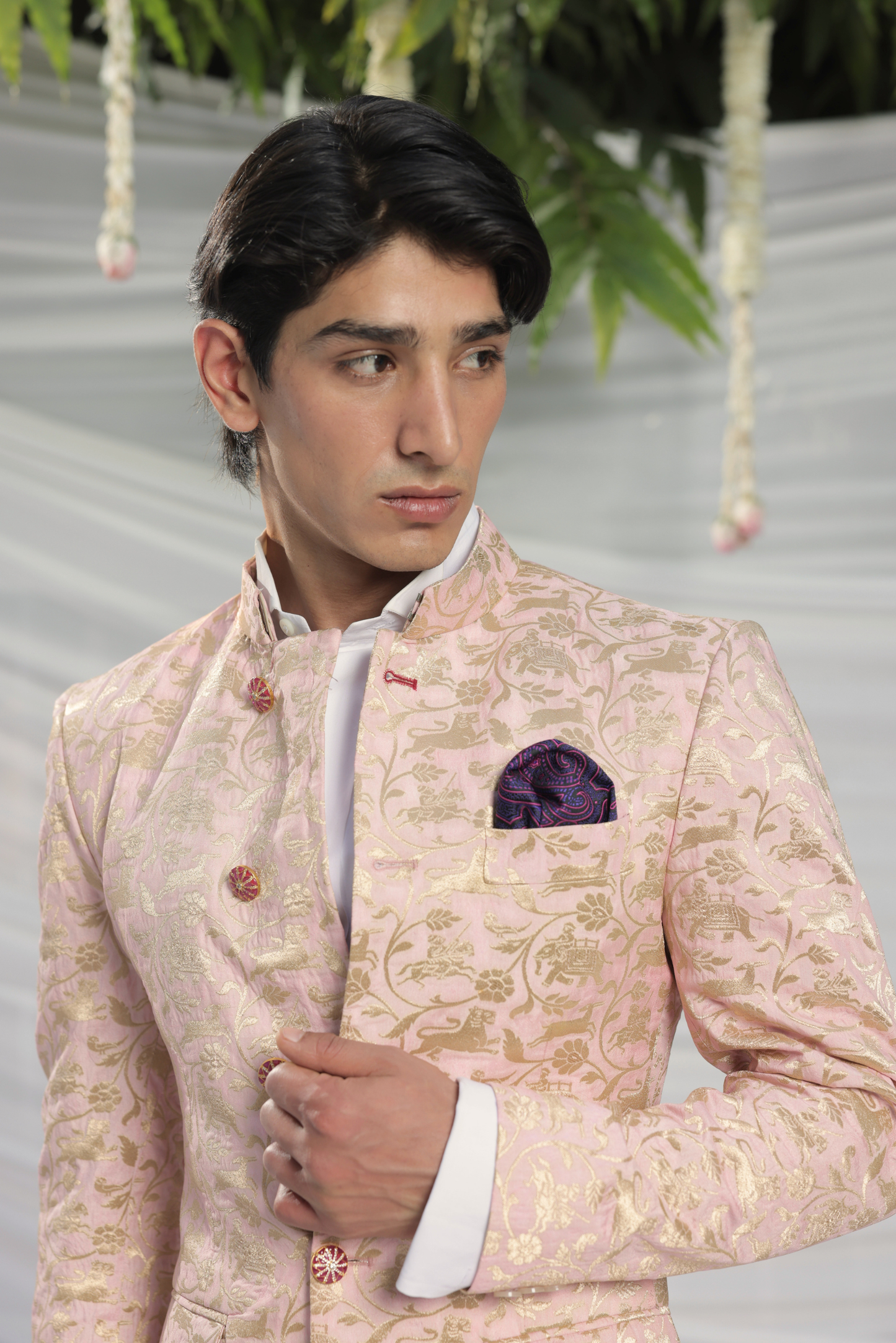 Dhawal Blush Pink Bandhgala
