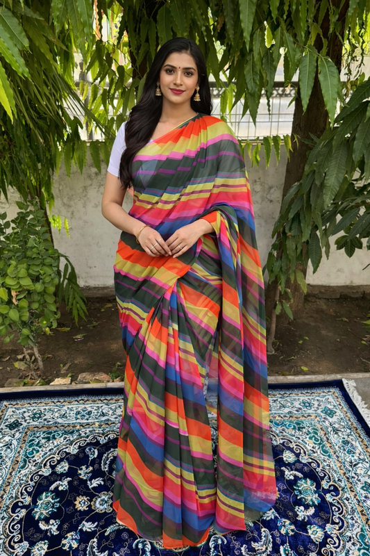 Summer Carnival chiffon lehariya saree