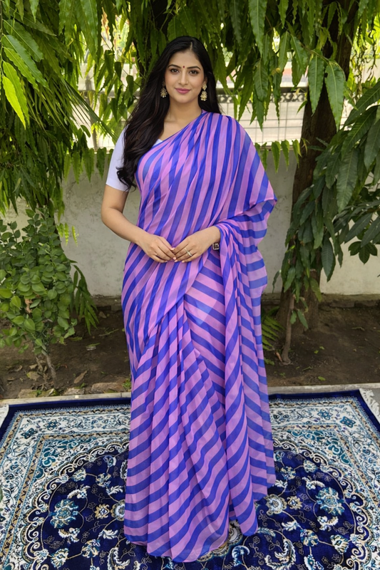 Periwinkle Edit chiffon lehariya saree