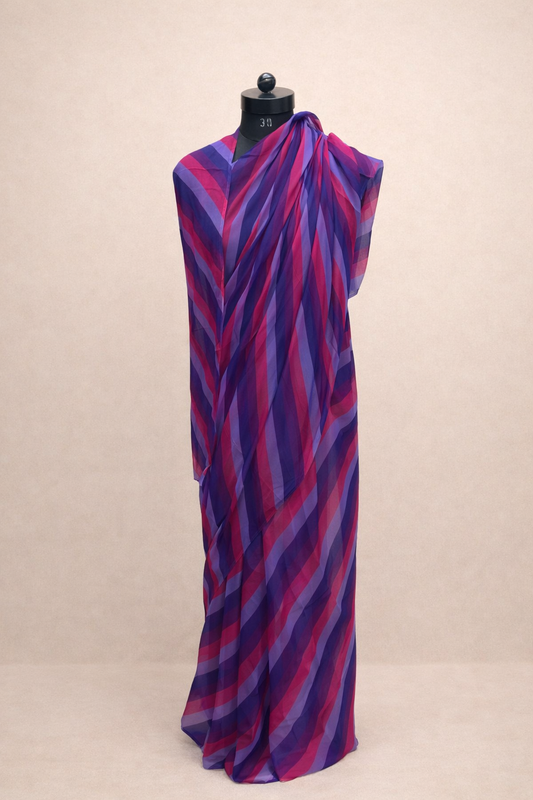 Berry Twilight Chiffon Lehariya Saree