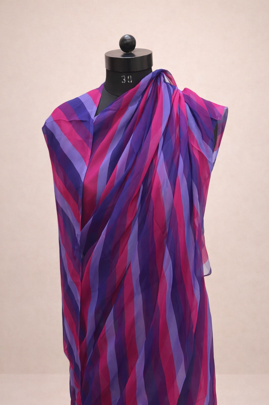Berry Twilight Chiffon Lehariya Saree