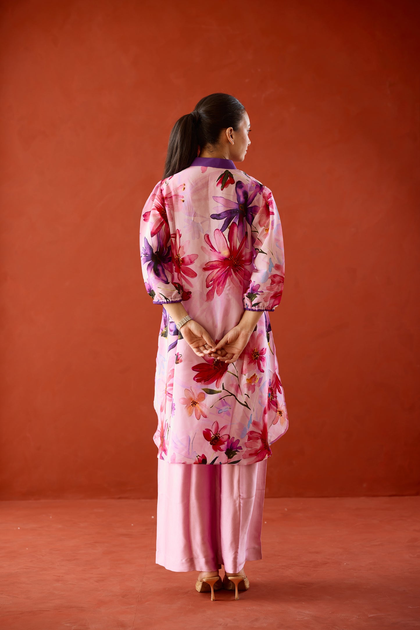 Lya Floral Kurta Set with Ombre Dupatta