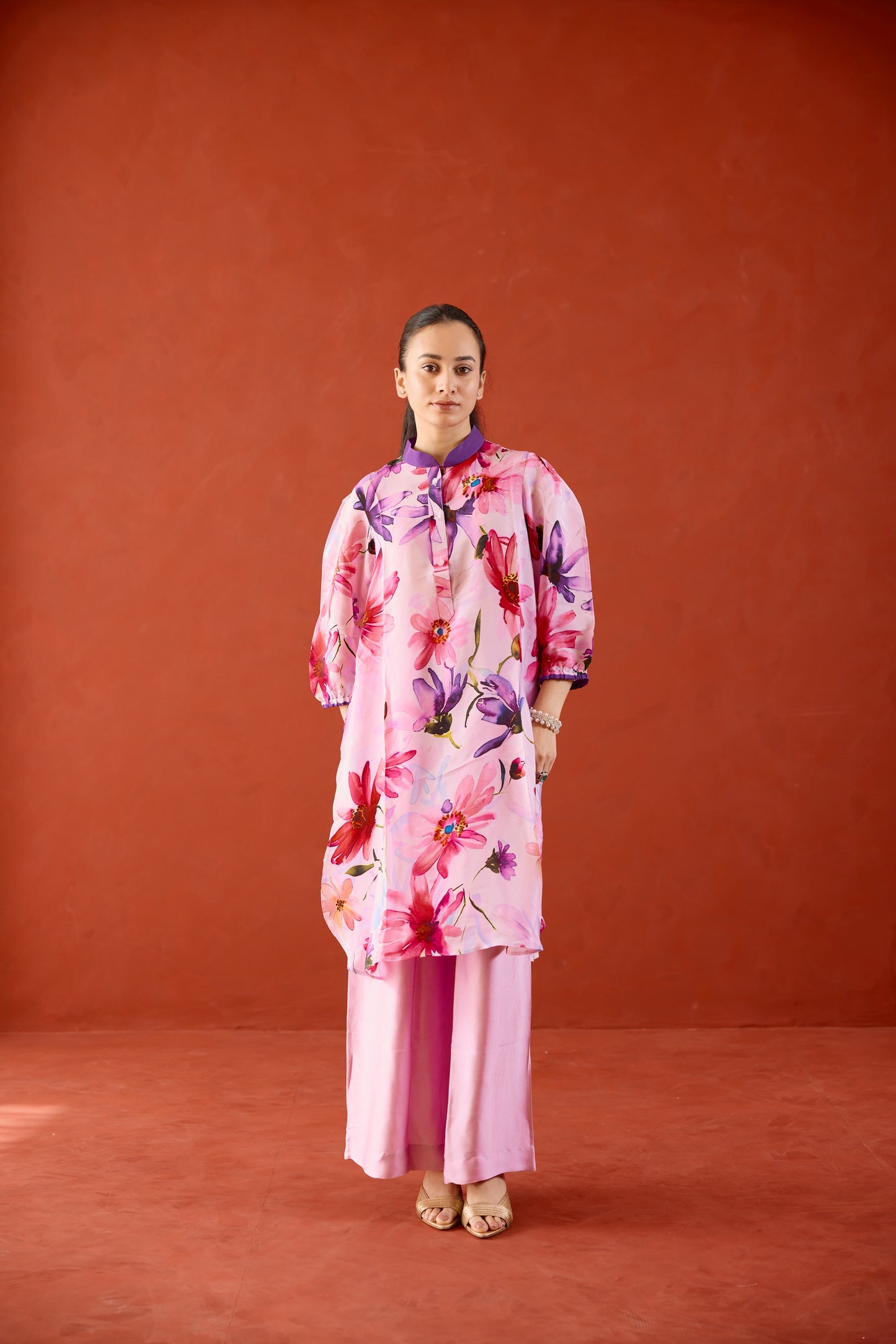 Lya Floral Kurta Set with Ombre Dupatta