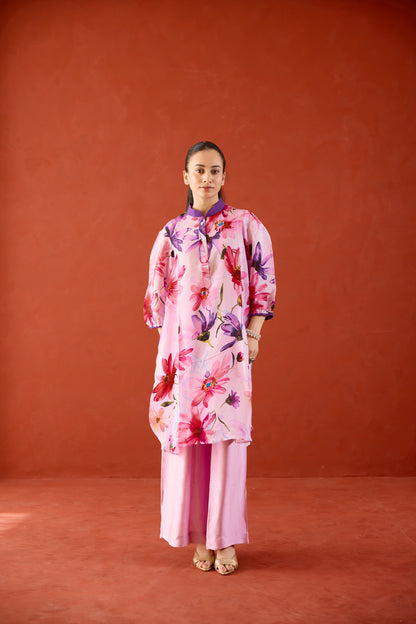 Lya Floral Kurta Set with Ombre Dupatta