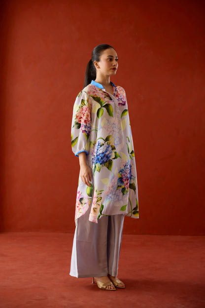 Elea Floral Kurta Set with ombre dupatta