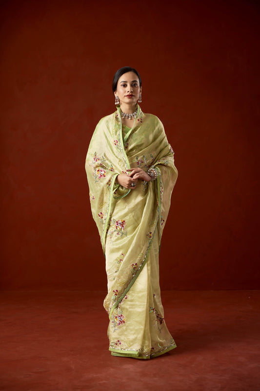 Lila tissue saree