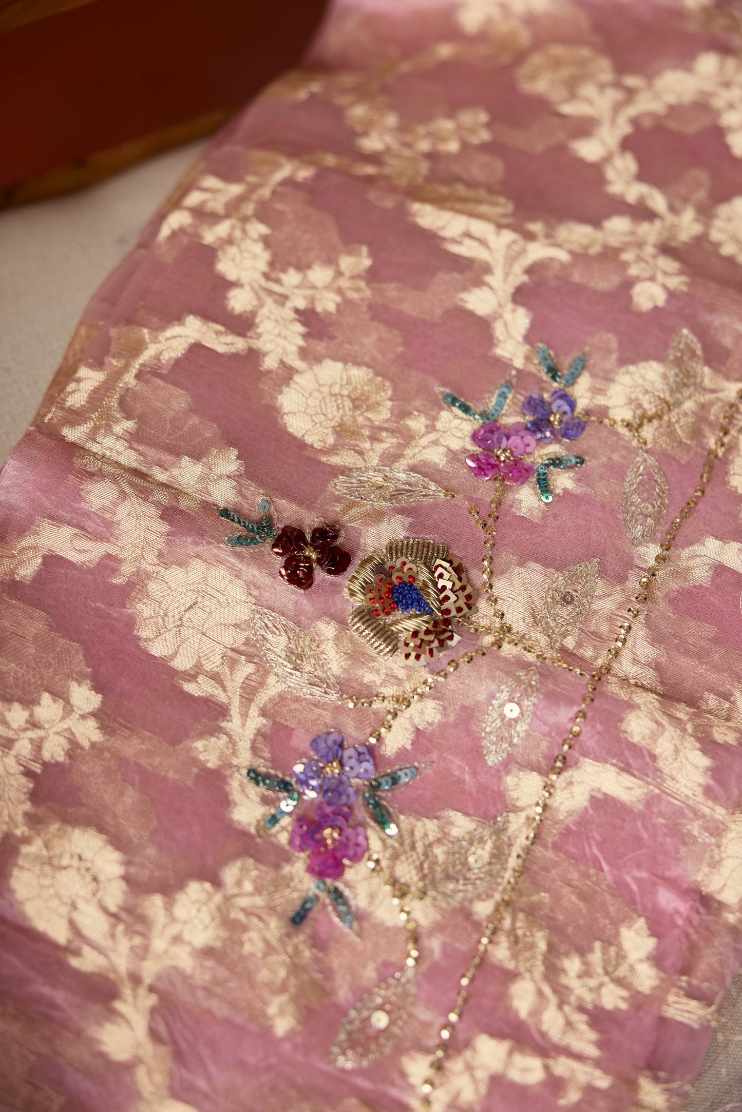 Rosé Lumière Tissue Saree