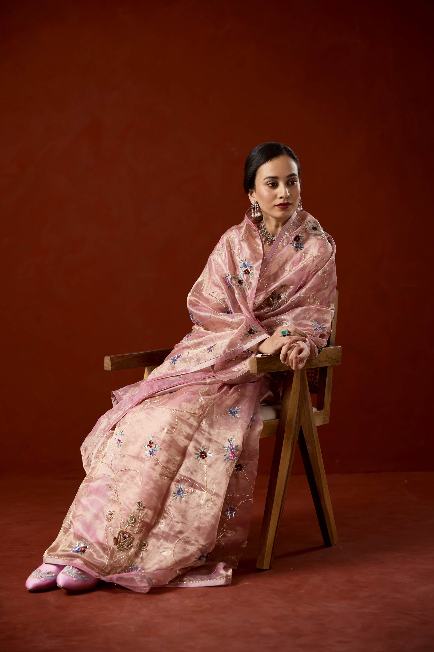 Rosé Lumière Tissue Saree