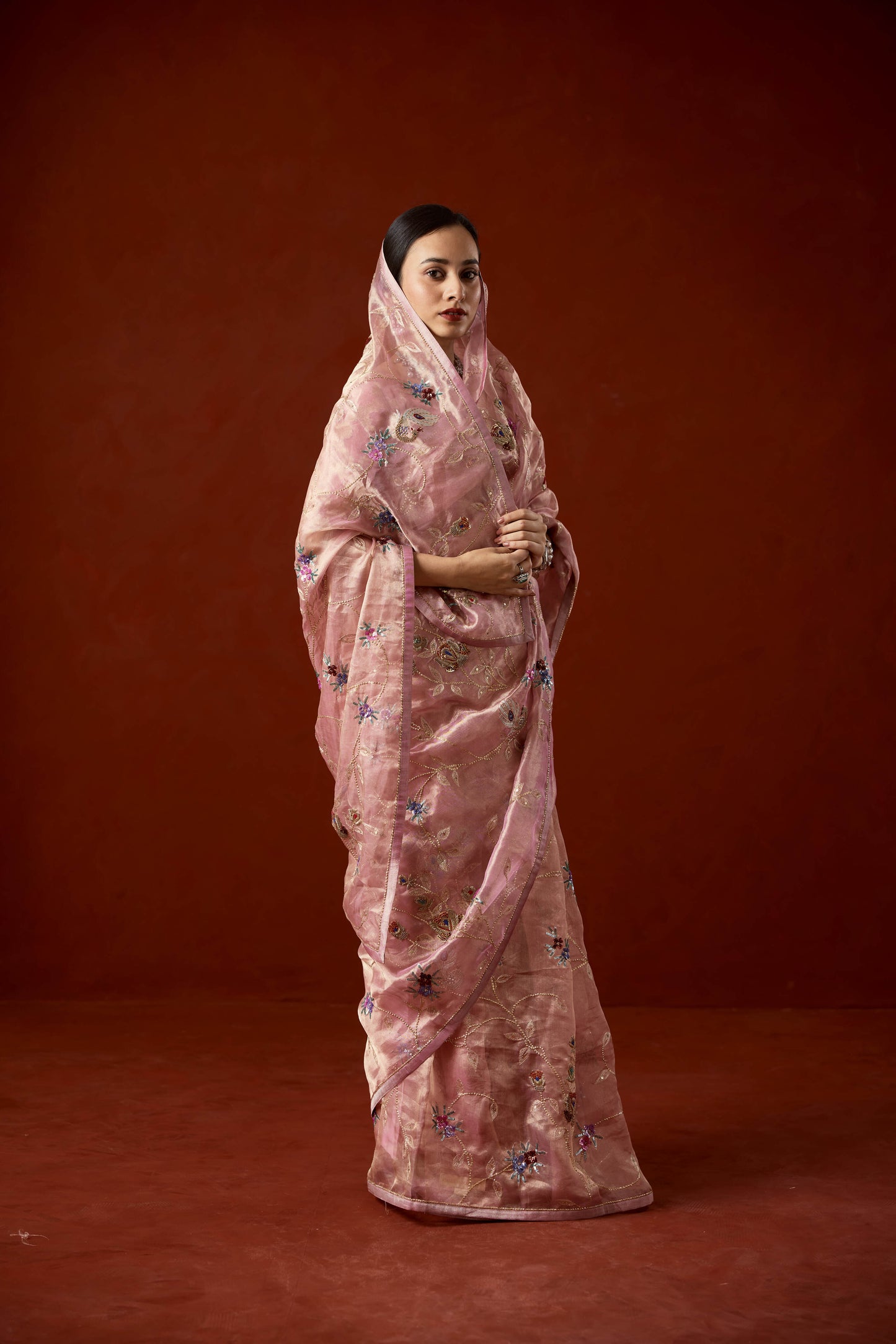 Rosé Lumière Tissue Saree