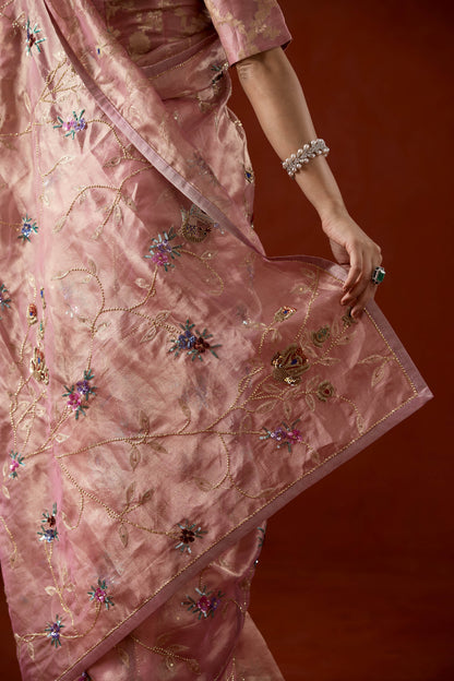 Rosé Lumière Tissue Saree