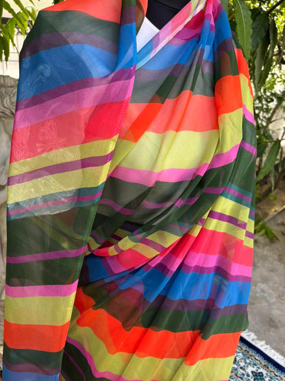 Summer Carnival chiffon lehariya saree
