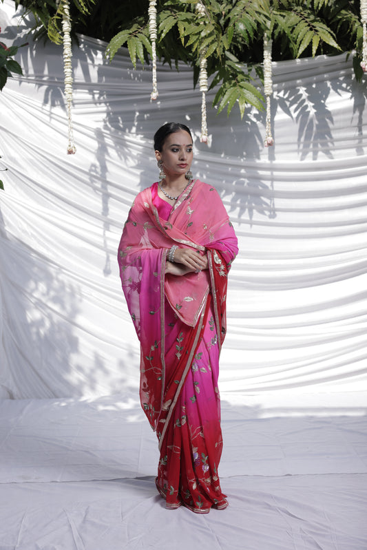 Subhangini ombre chiffon saree