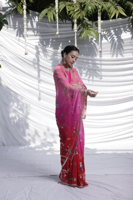 Subhangini ombre chiffon saree