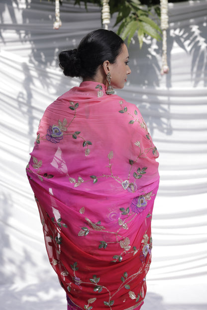 Subhangini ombre chiffon saree