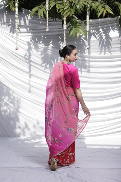 Subhangini ombre chiffon saree