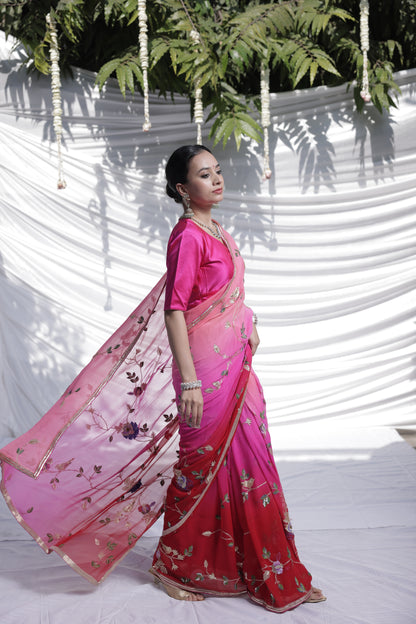 Subhangini ombre chiffon saree