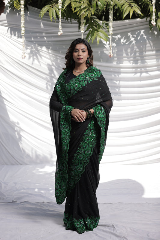 Emeraude Noir saree