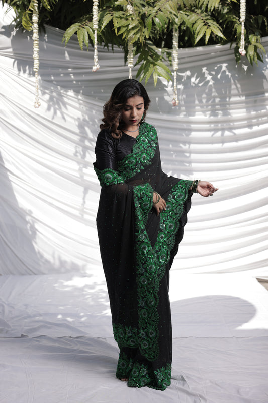 Emeraude Noir saree