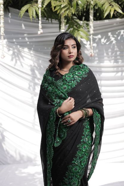 Emeraude Noir saree