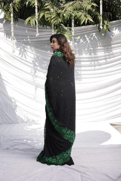 Emeraude Noir saree