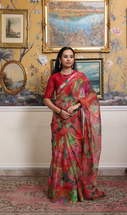 Vasundhara Printed French Chiffon Saree