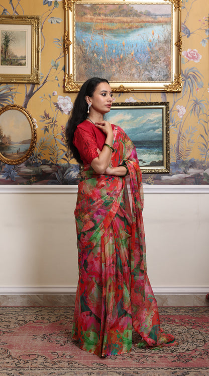 Vasundhara Printed French Chiffon Saree