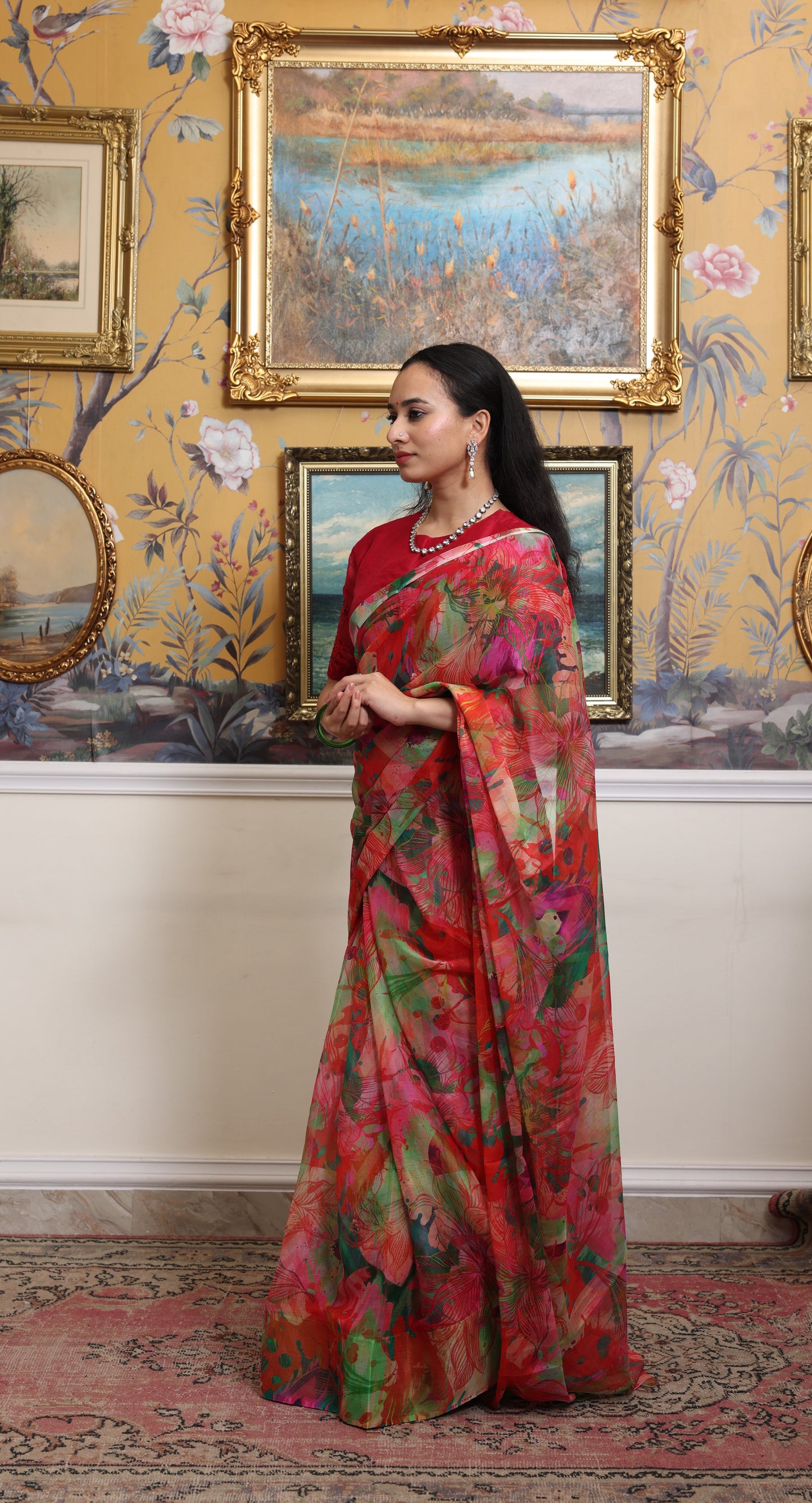 Vasundhara Printed French Chiffon Saree