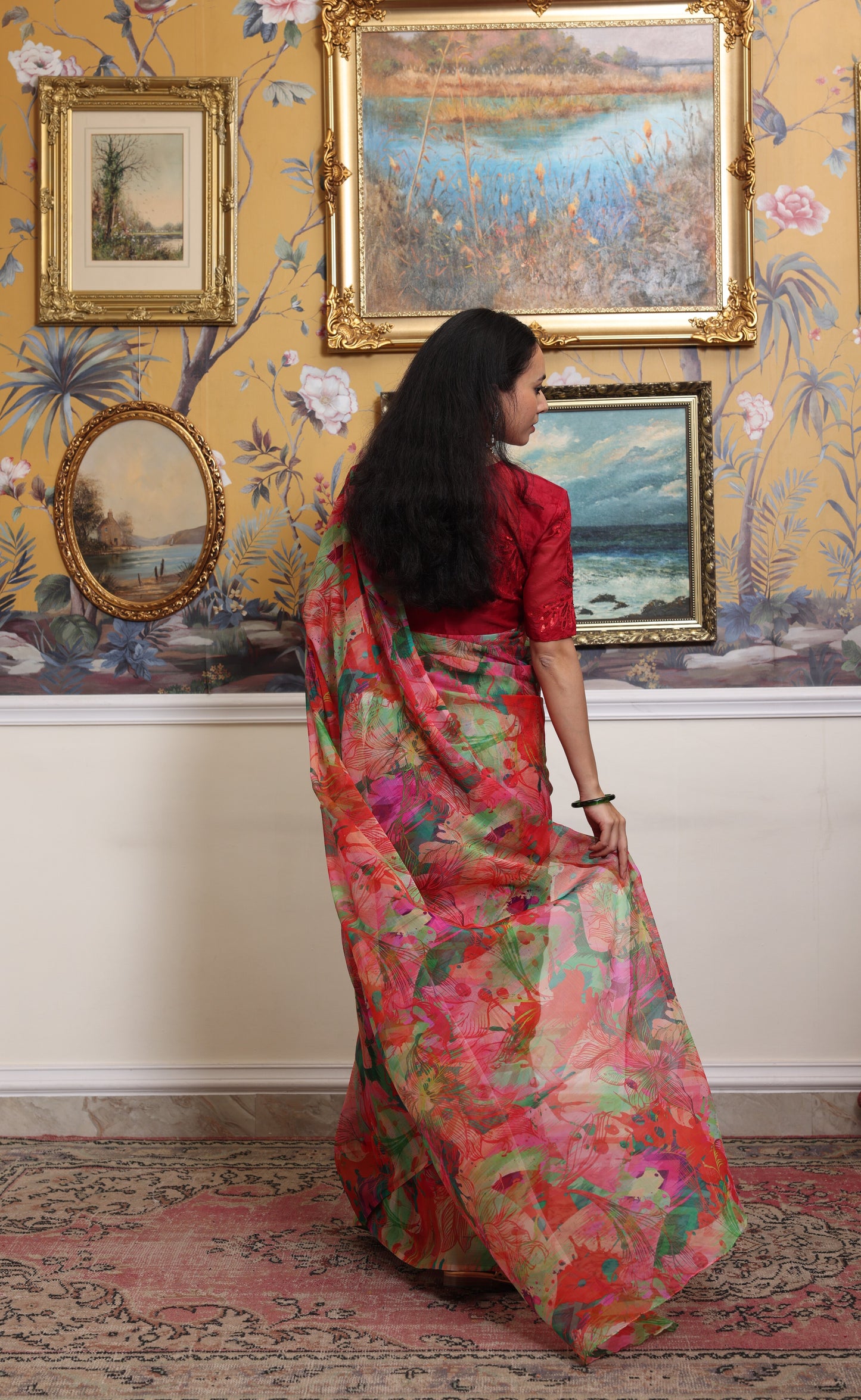 Vasundhara Printed French Chiffon Saree