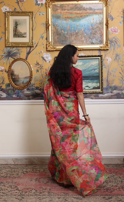 Vasundhara Printed French Chiffon Saree
