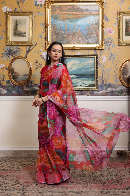 Vasundhara Printed French Chiffon Saree