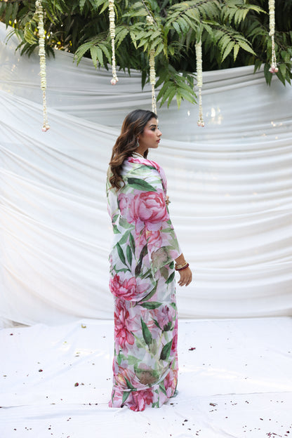Usha Kiran Printed French Chiffon Saree