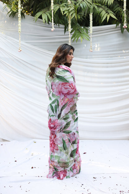 Usha Kiran Printed French Chiffon Saree