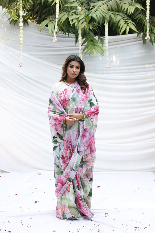 Usha Kiran Printed French Chiffon Saree