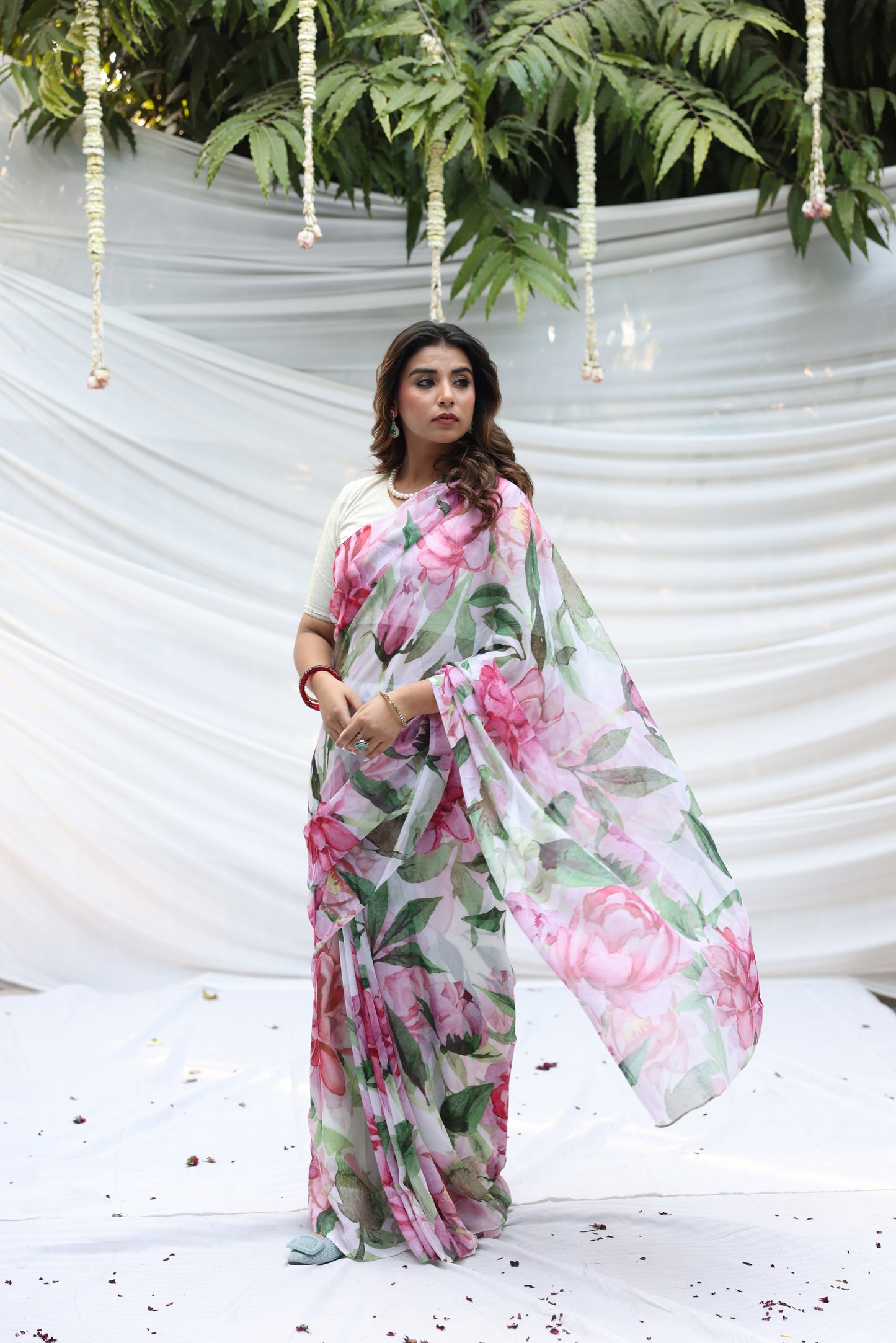 Usha Kiran Printed French Chiffon Saree