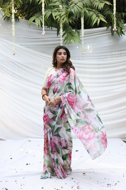 Usha Kiran Printed French Chiffon Saree