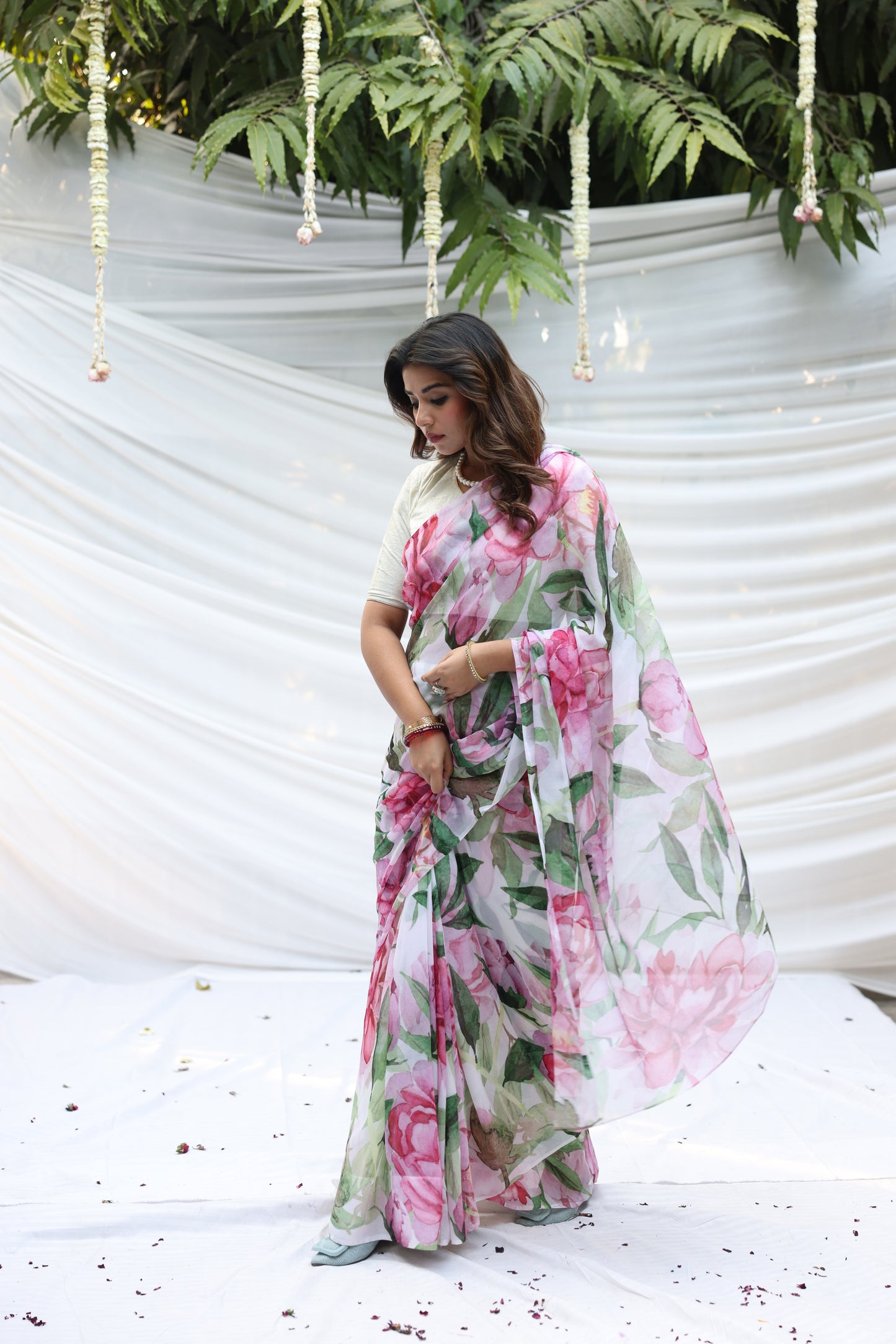 Usha Kiran Printed French Chiffon Saree