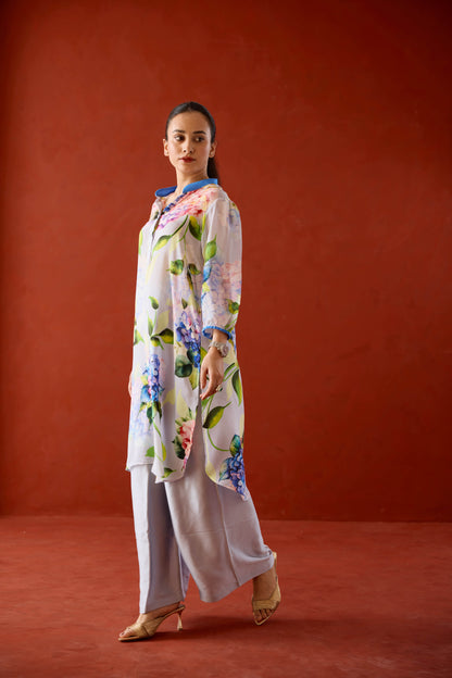 Elea Floral Kurta Set with ombre dupatta