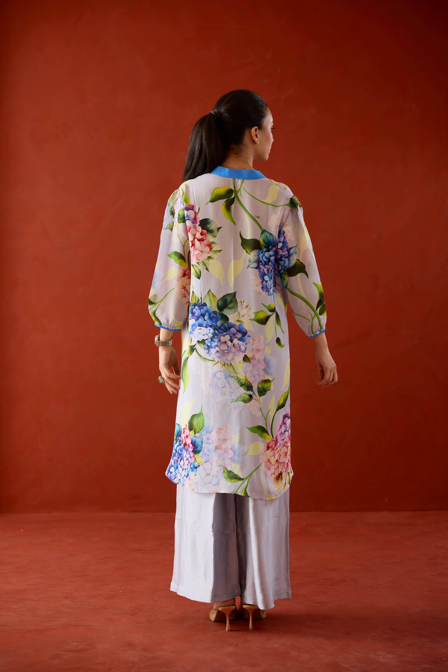 Elea Floral Kurta Set with ombre dupatta