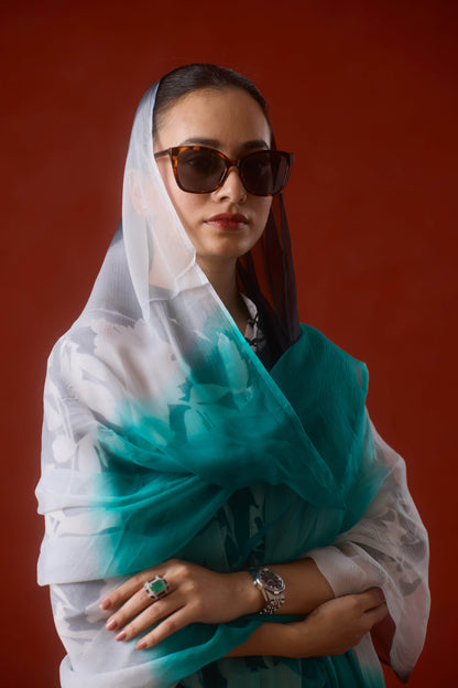 Elyna Floral Kurta Set with Ombre Dupatta