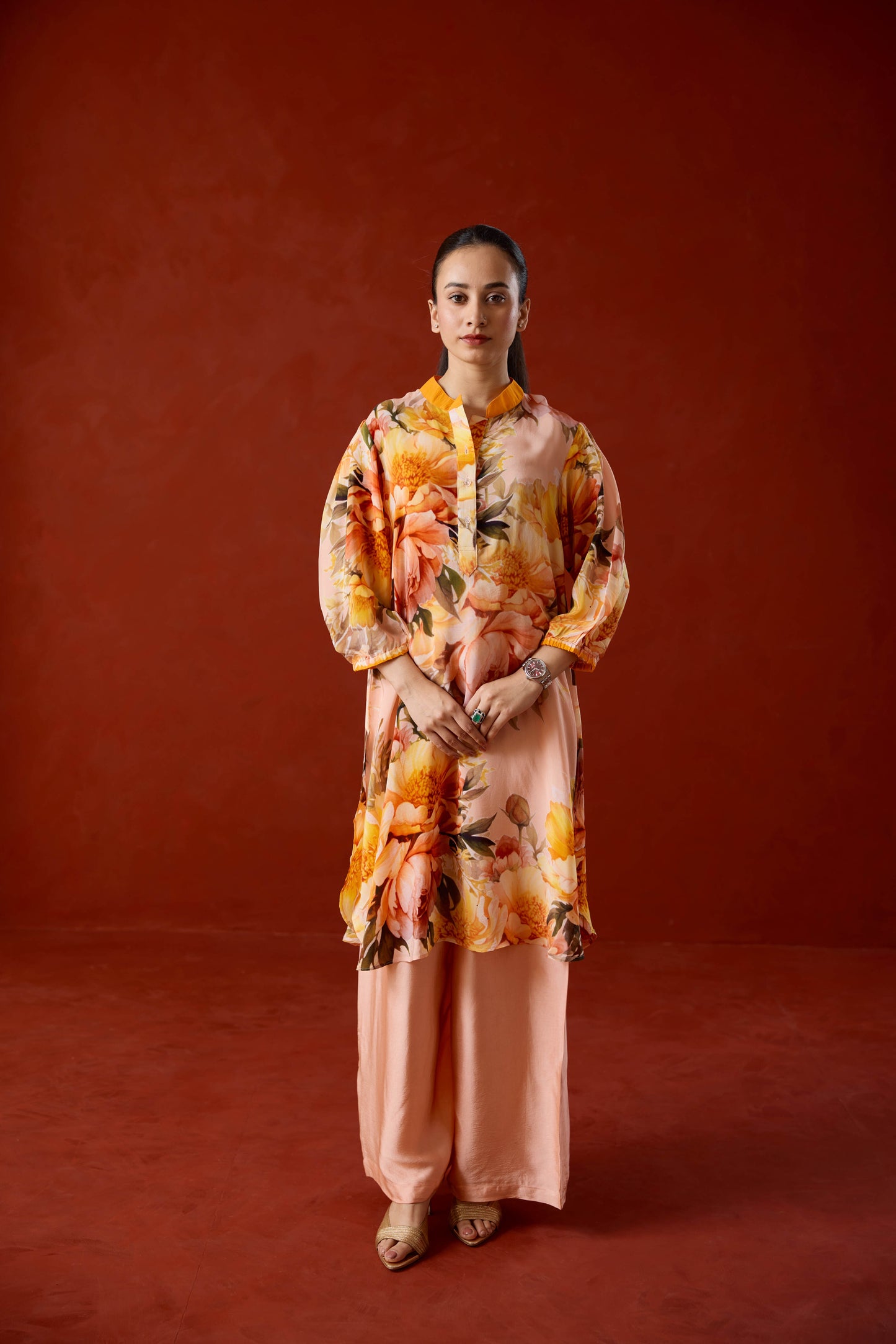 Lili Floral Kurta Set with Ombre Dupatta