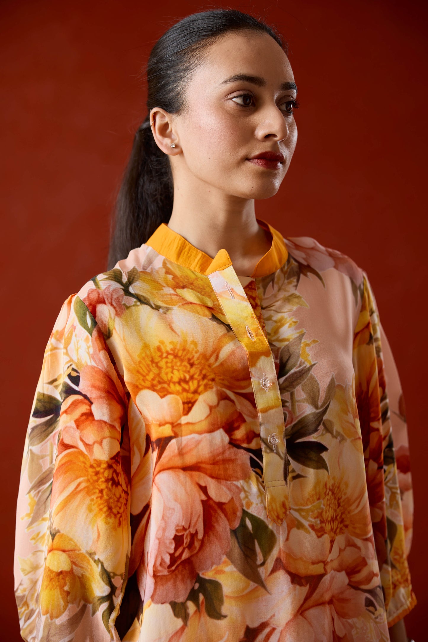 Lili Floral Kurta Set with Ombre Dupatta