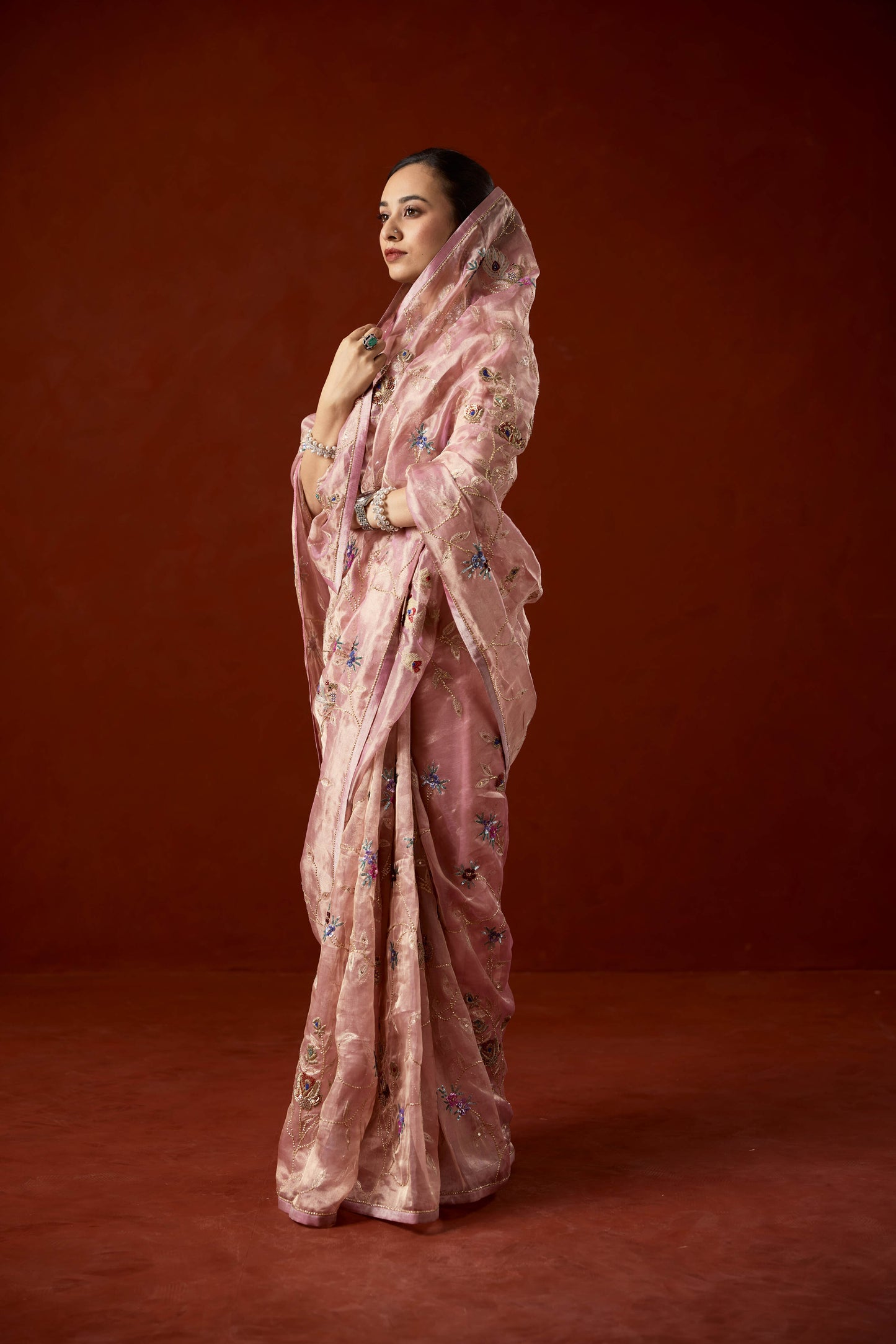 Rosé Lumière Tissue Saree