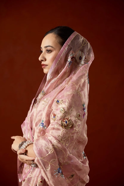 Rosé Lumière Tissue Saree
