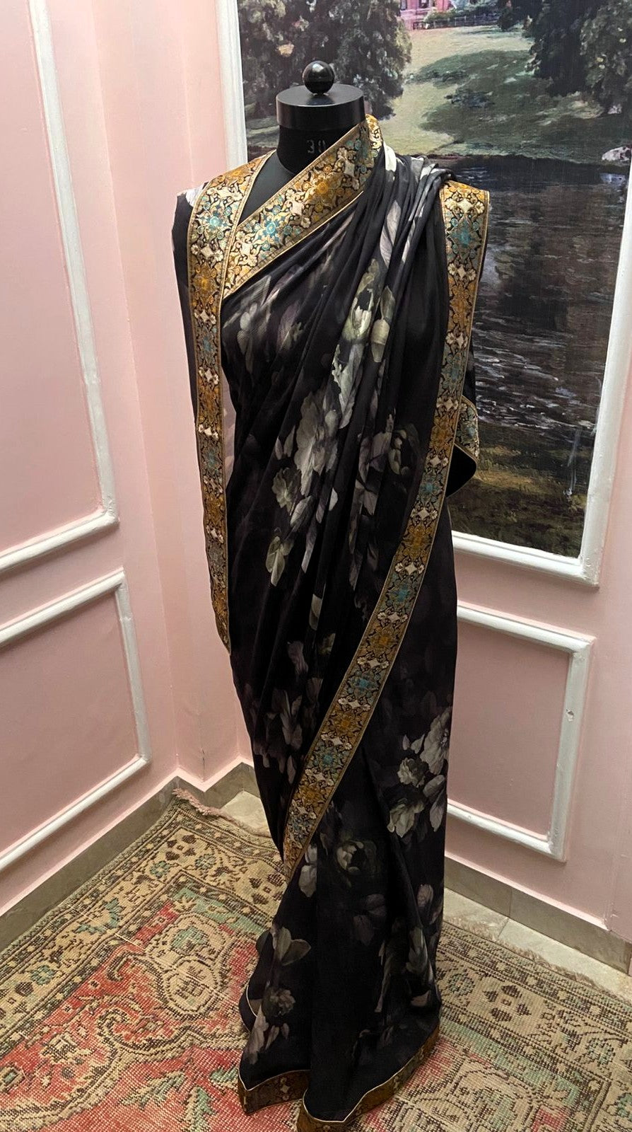 Sharmilli Printed Antique Border Saree