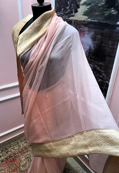 Peach Shaded Antique Border Saree