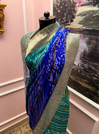 Peacock  Bandani Antique Border Saree