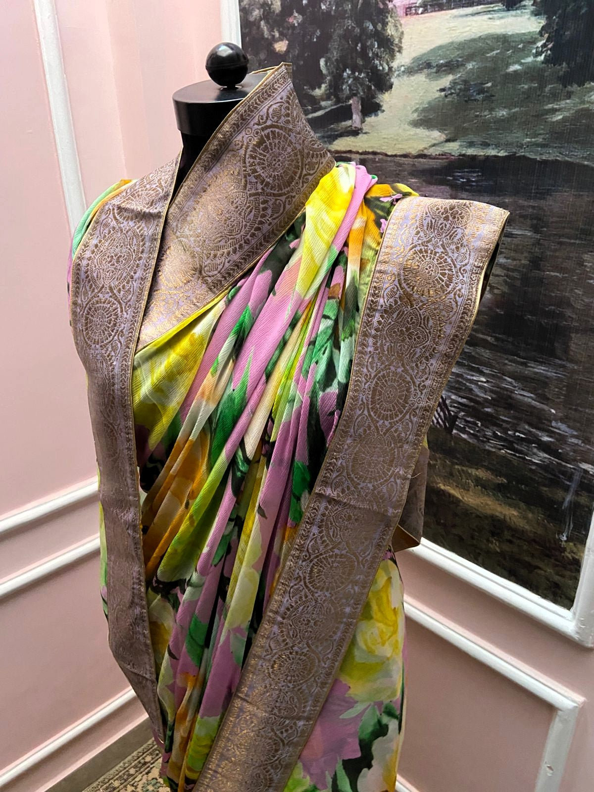 Pastel Garden Royale Antique Border Saree