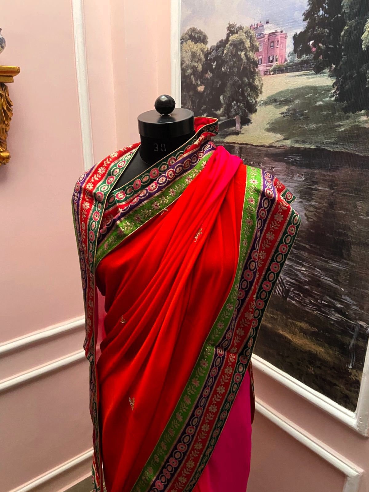 Red Butta Antique Border Saree