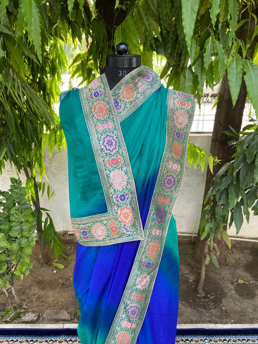 Peacock antique border saree